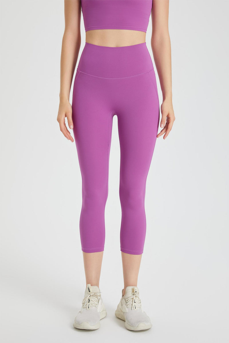 Lululemon Breezy Mesh cropped Capri leggings zip pocket Iris purple w/  orange 8