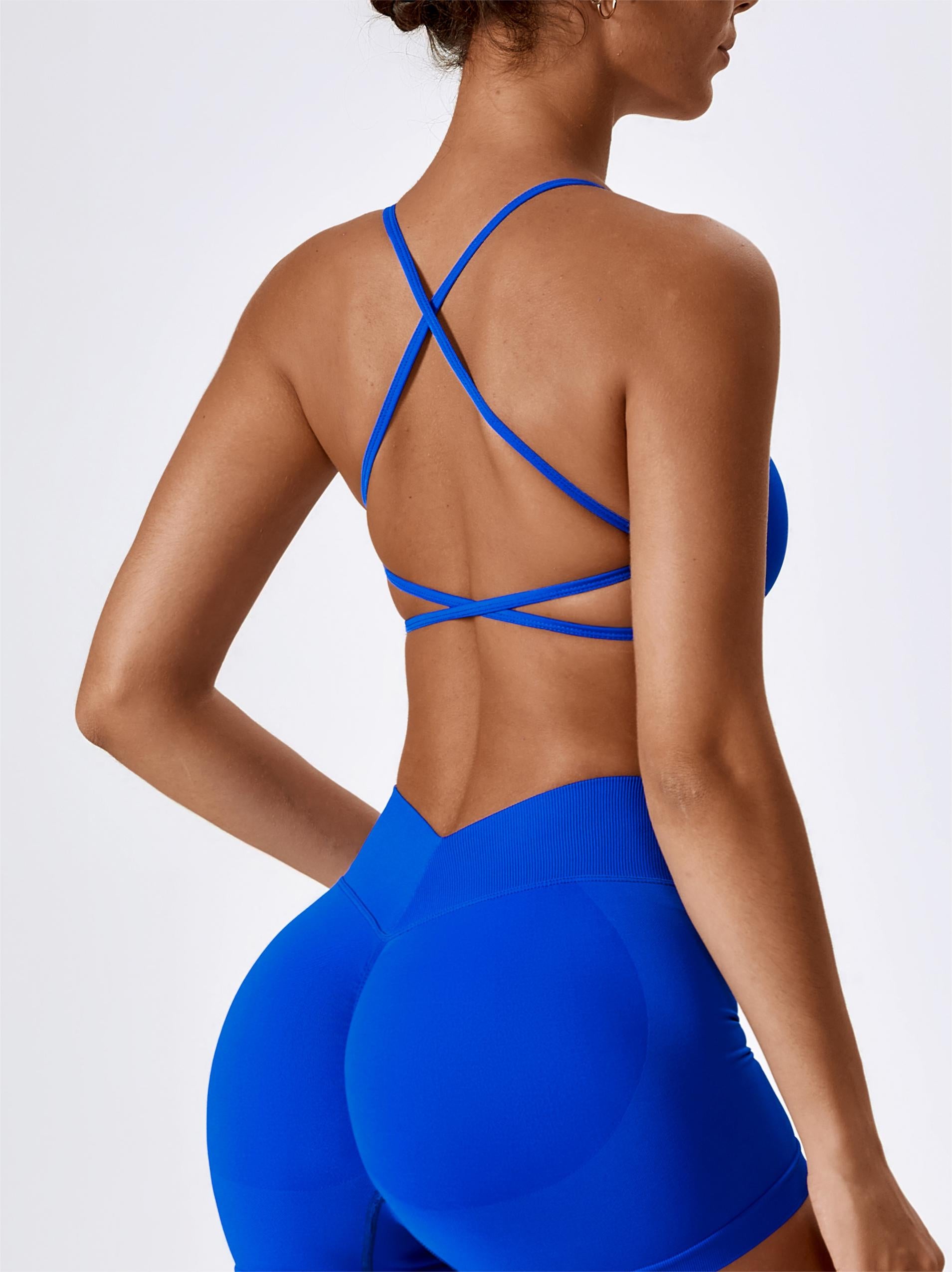 Strappy Twisted Sports Bra and Asymmetrical Leggings Set for Women – Zioccie