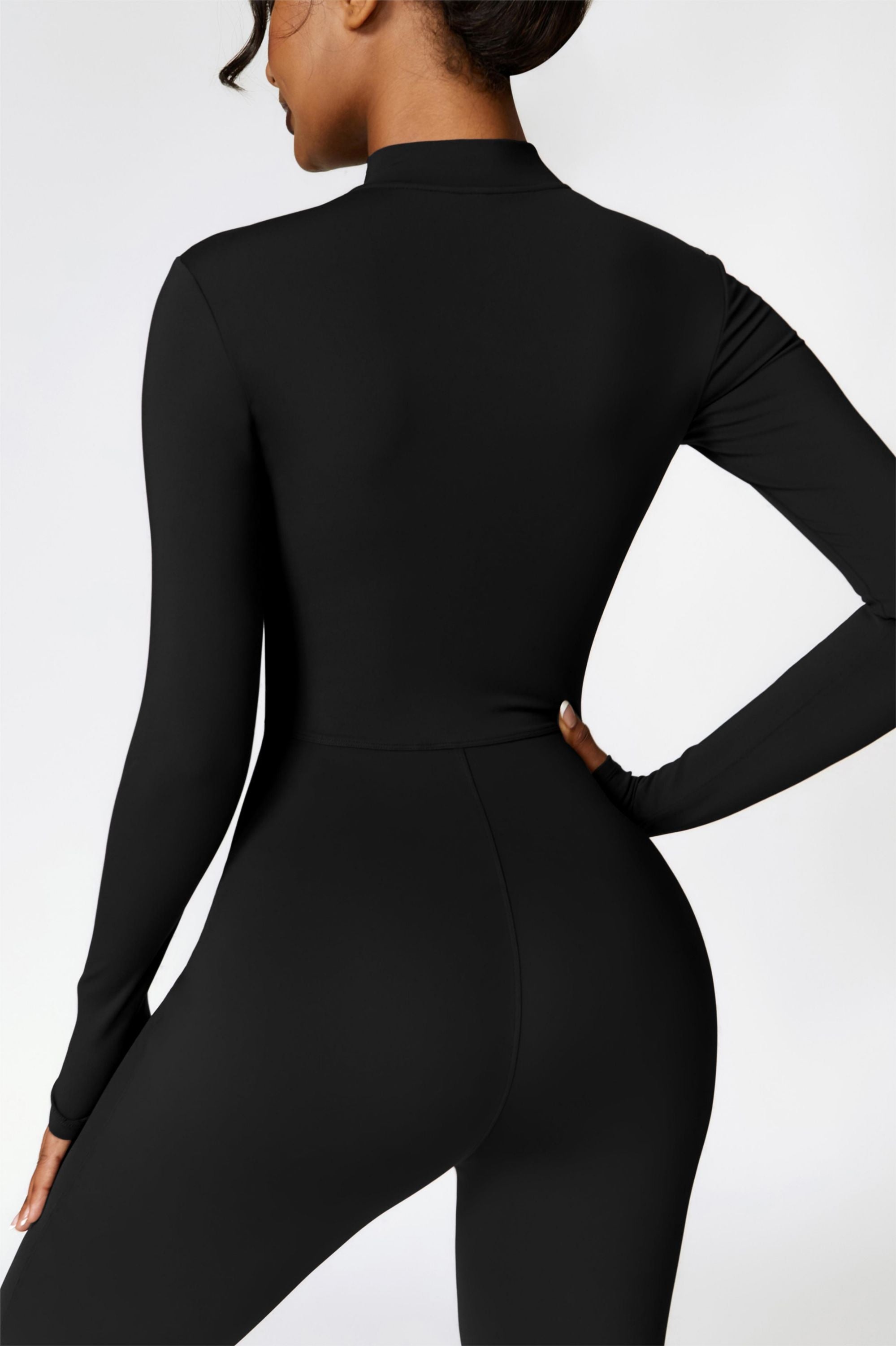 Flygo Women's Half Zipper Thin Fleece Jumpsuit Turtle Neck Long Sleeve Tops  Bodysuit (Black-S) at  Women's Clothing store