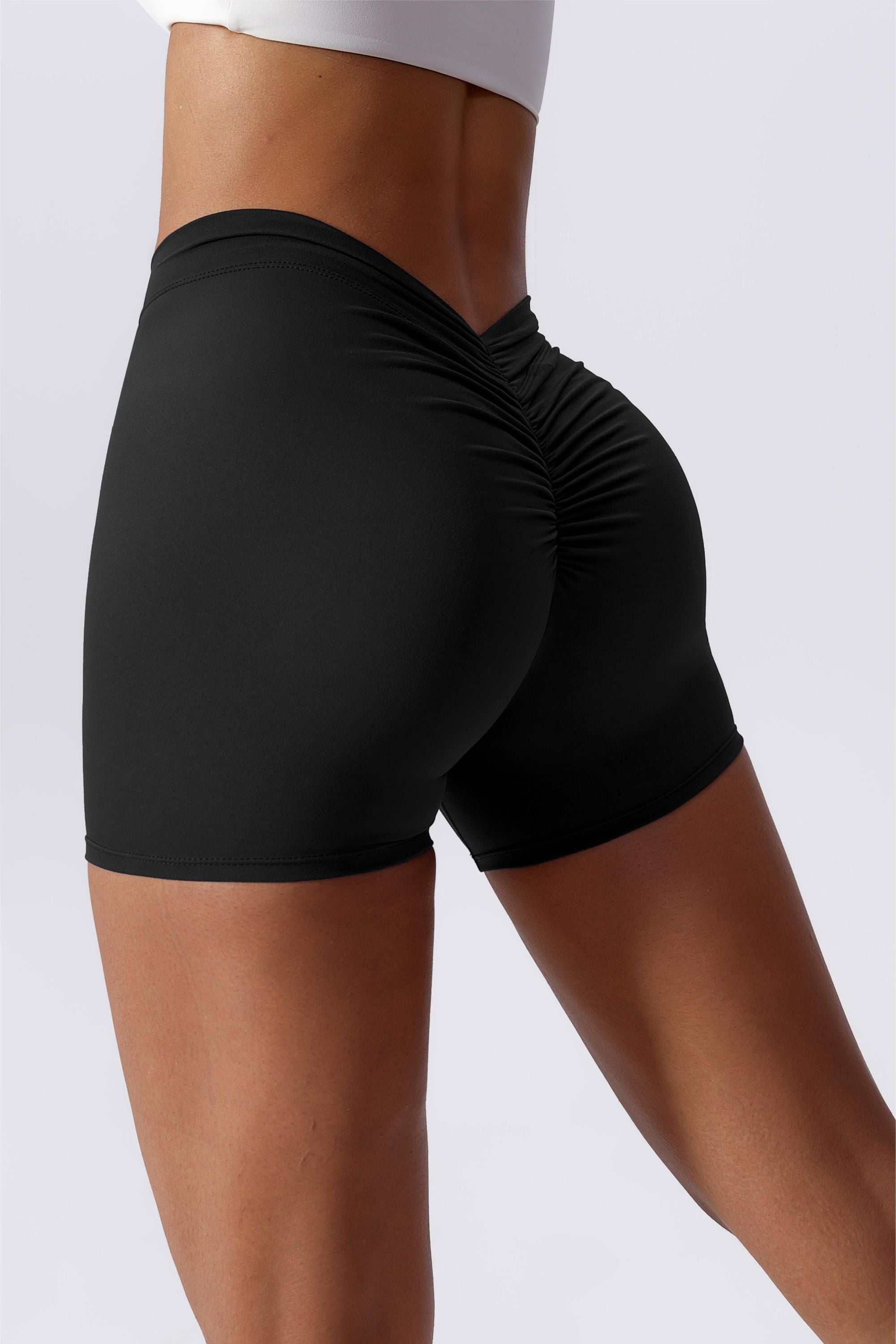 Zioccie V-Back Scrunch Butt Lifting Shorts for Women Workout Gym Yoga  Running Active Exercise Fitness Shorts (Black, Small) at  Women's  Clothing store