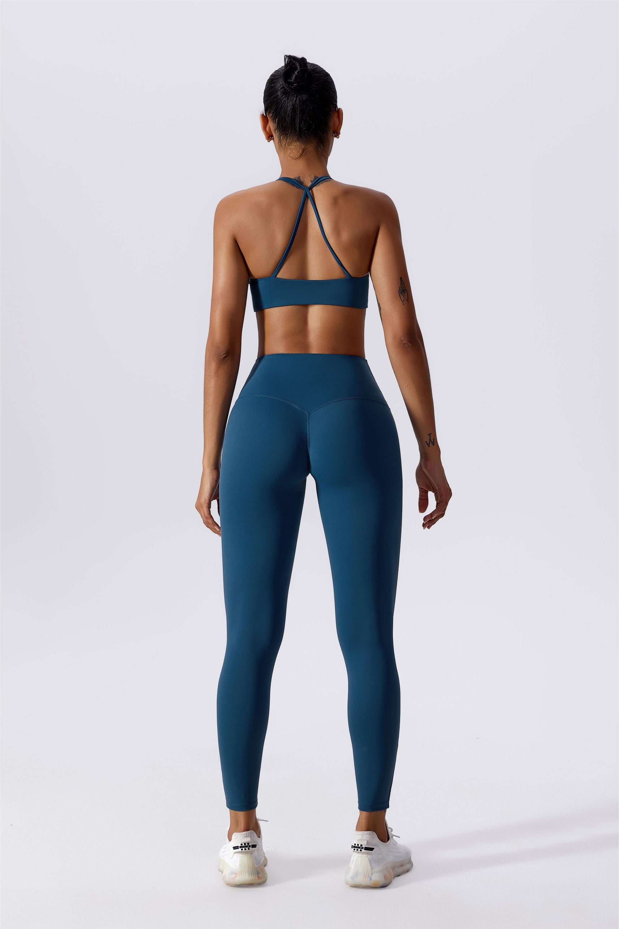 Cropped Workout Leggings High Stretch M-shaped Seam Sculpt Booty