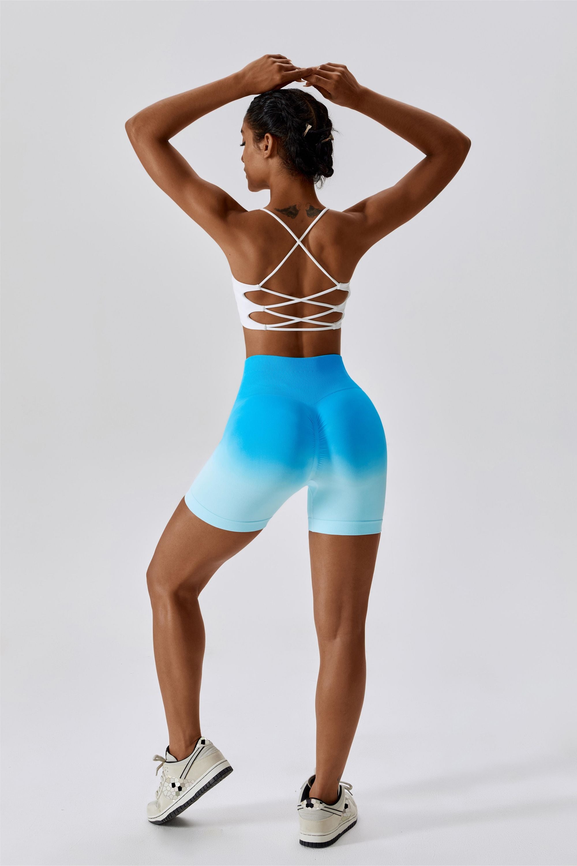 Ombre High-Rise Seamless Scrunch Butt Lifting Biker Shorts for Women –  Zioccie