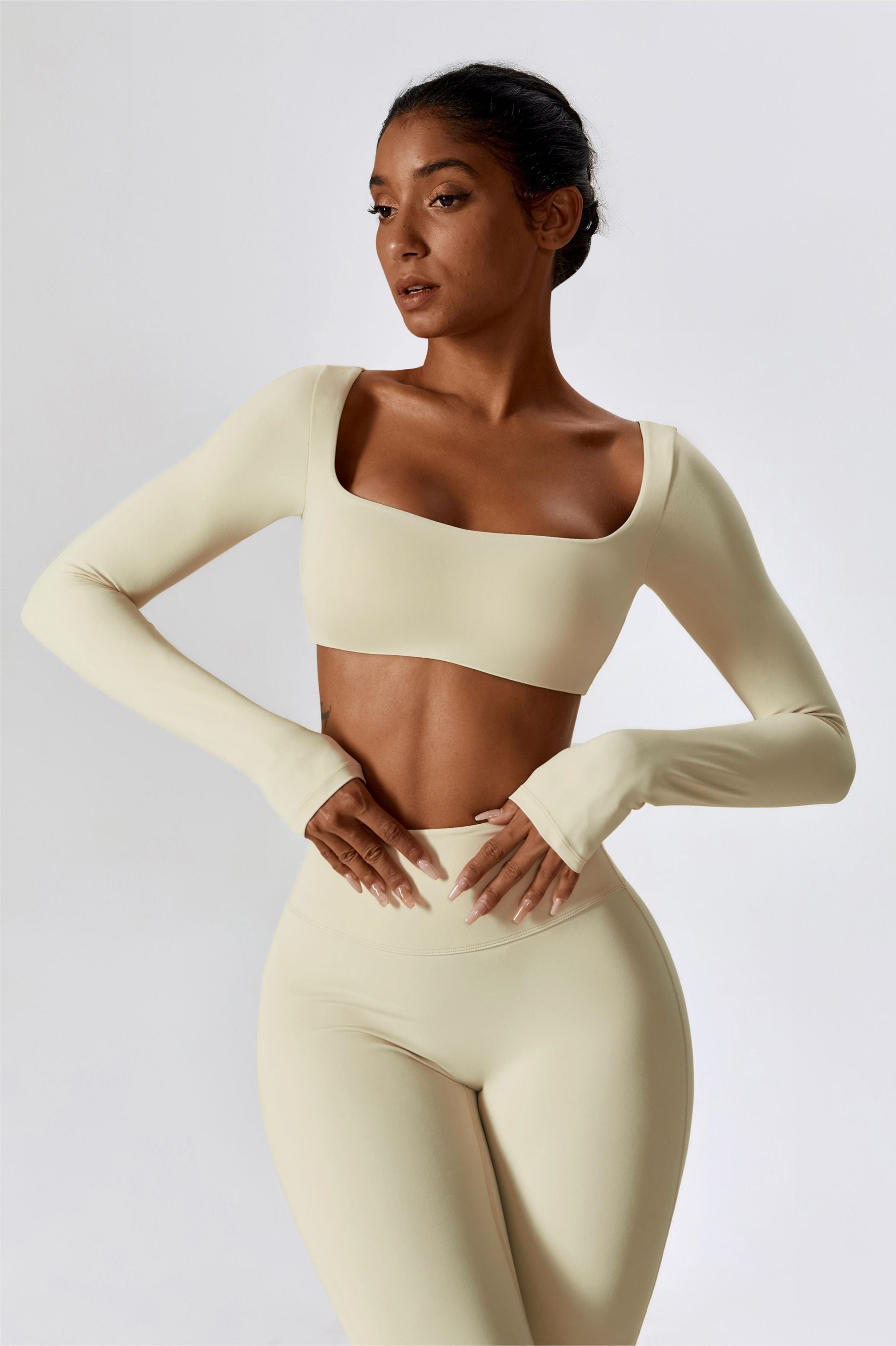 Petrol Structured Contour Rib Round Neck Crop Top  Long sleeve crop top,  Womens clothing tops, Long sleeve tops