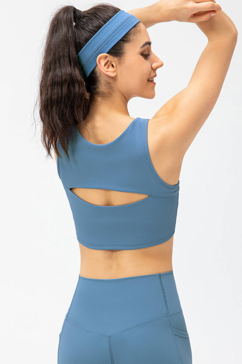 Ribbed Racerback Sports Bra High Support – Zioccie