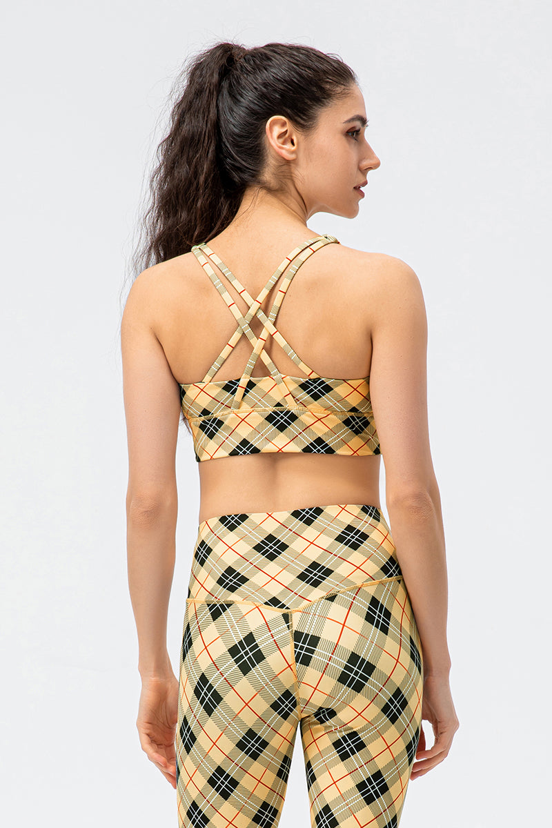 Plaid Sports Bra - Yellow