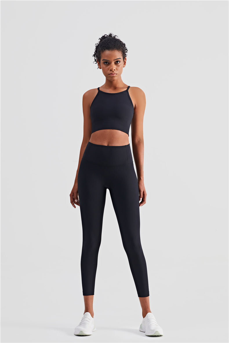 Ribbed Bra Cami Top with High Waist Capri Leggings Activewear Sets – Zioccie