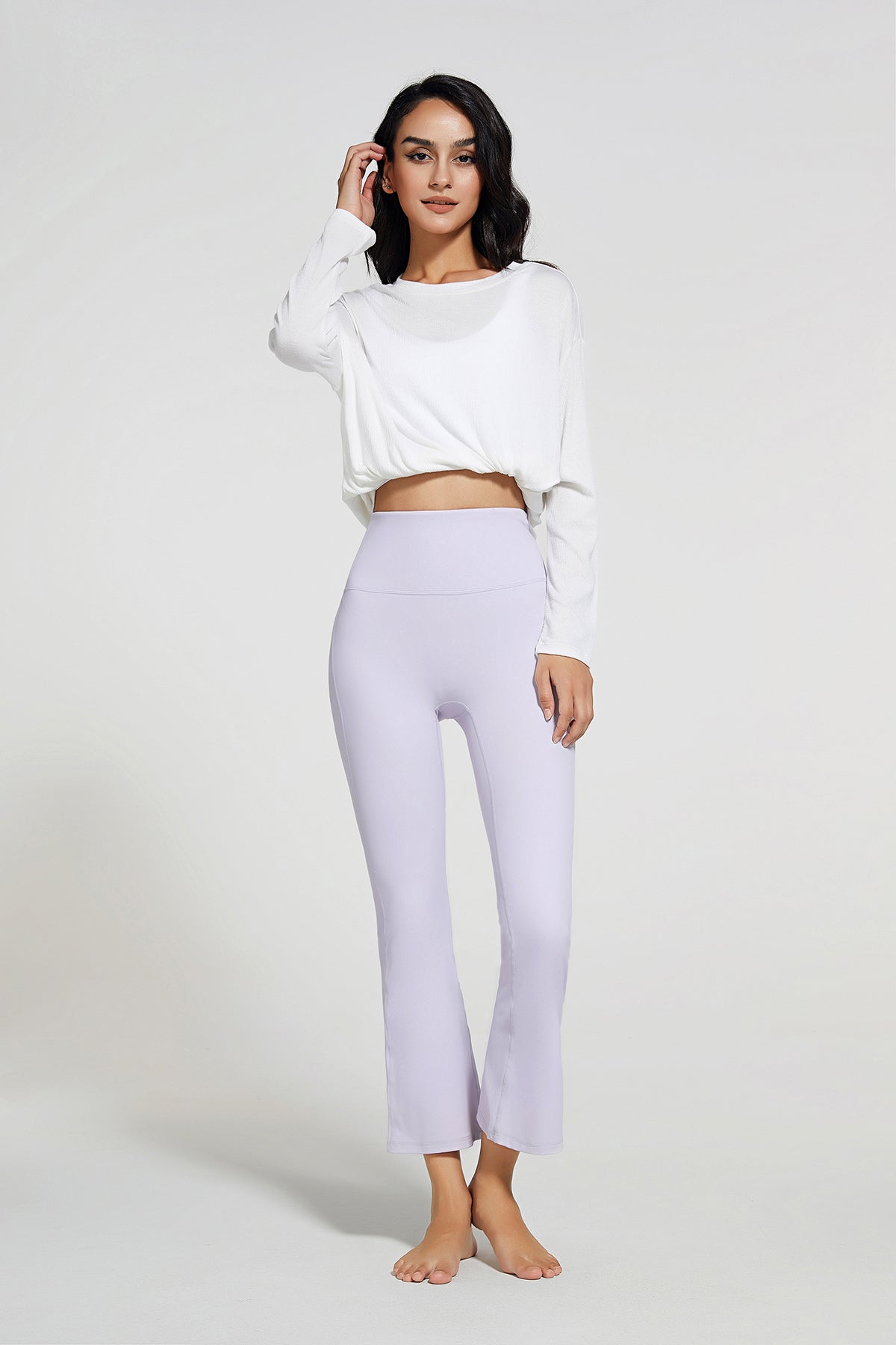 7/8 No Front Seam High Waisted Flare Leggings Outfit for Women