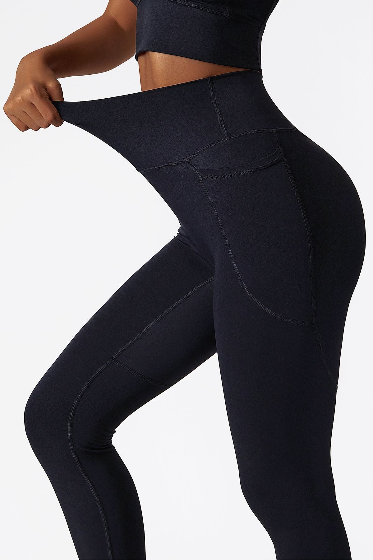 1pc Yoga Leggings With Pocket, High Waist Compression Running Tights Workout  Athletic Pants Colanti