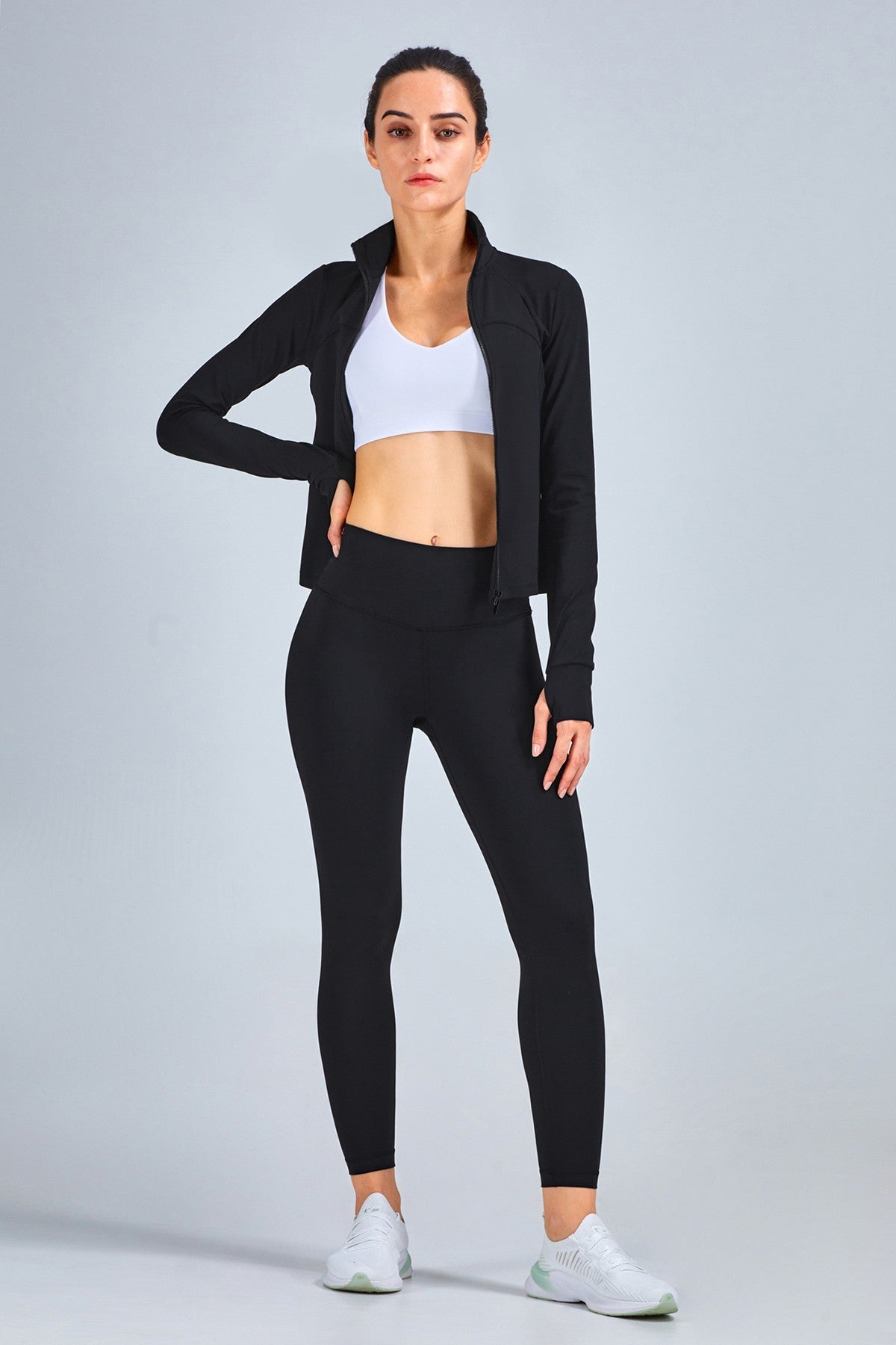 Ribbed Halter Crop Top and Workout Leggings Women Activewear Sets – Zioccie