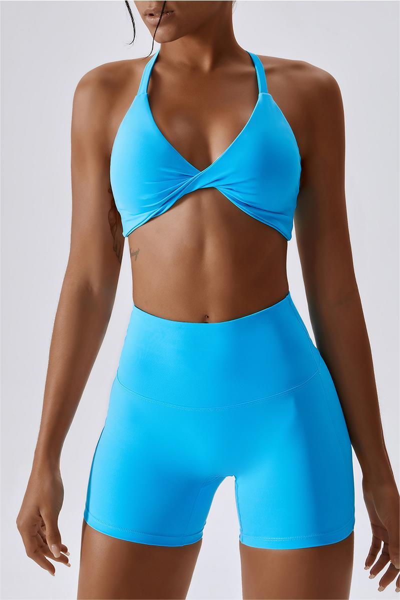 Solid Color Twist Detail Open Back Sports Bra for Sale Australia, New  Collection Online