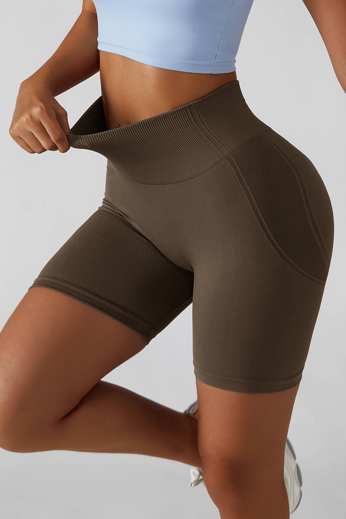 Womens High-Rise Seamless Scrunch Butt Squat Proof Biker Shorts