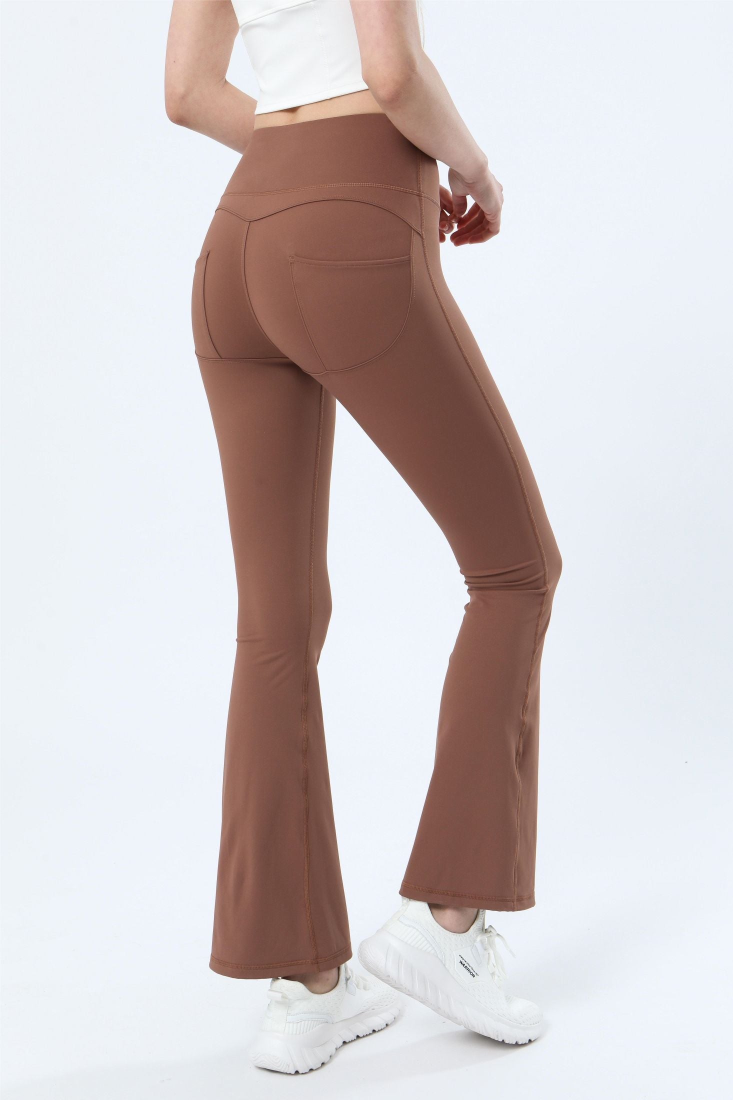 High Waisted Brown Flare Leggings For Women Zioccie high-waisted-brown-flare-leggings-for-women-zioccie