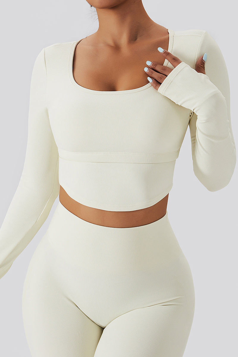 2-In-1 Long Sleeve Crop Tops with Built-in Bra For Women – Zioccie