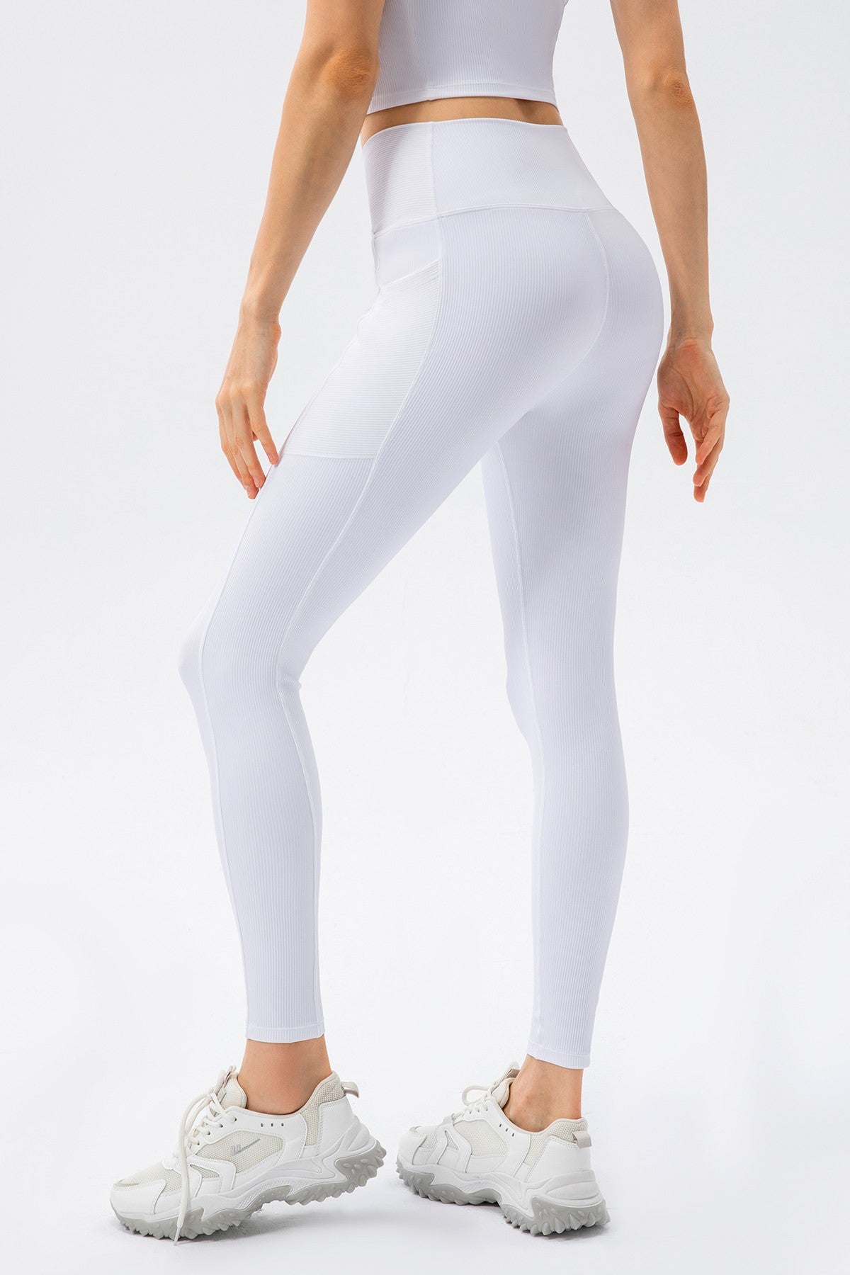Crossover Waist Ribbed Legging - W by Crystal White