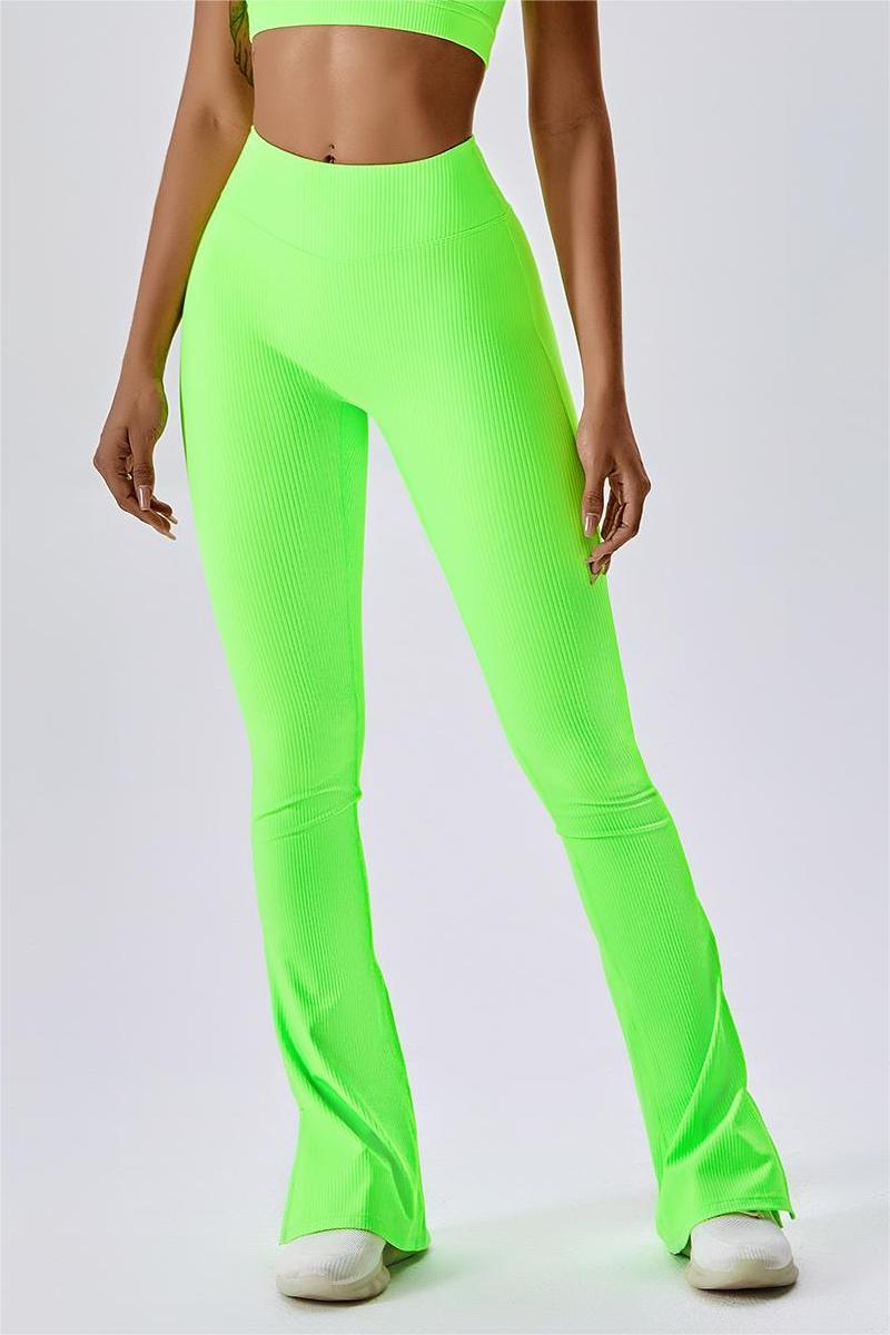 Side Split high-rise leggings in green - Wardrobe NYC