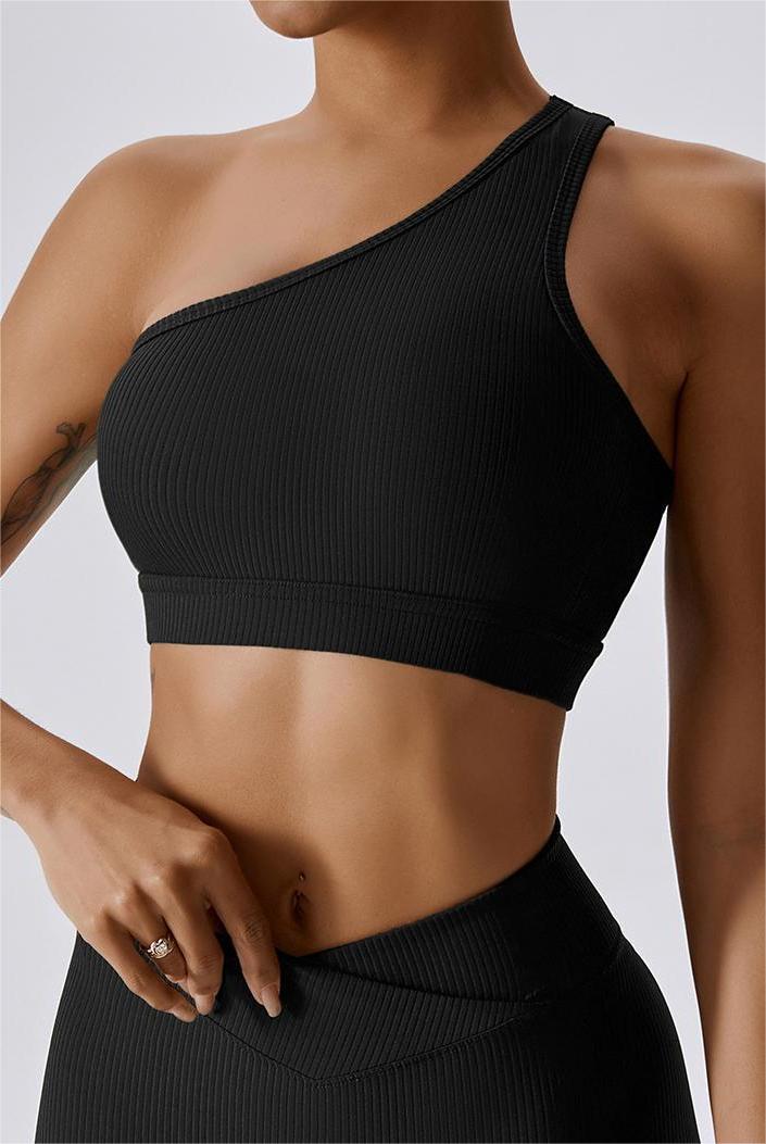 Tempo Ribbed One Shoulder Sports Bra – Gymoclock Fitness
