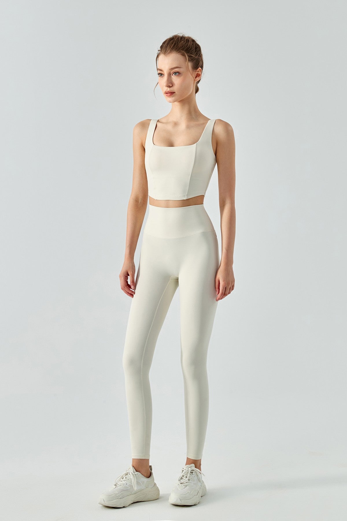 Seamed Crop Corset Top and Yoga Leggings Women's Activewear Sets