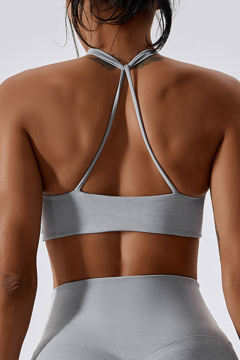 Strappy Twisted Sports Bra and Asymmetrical Leggings Set for Women – Zioccie