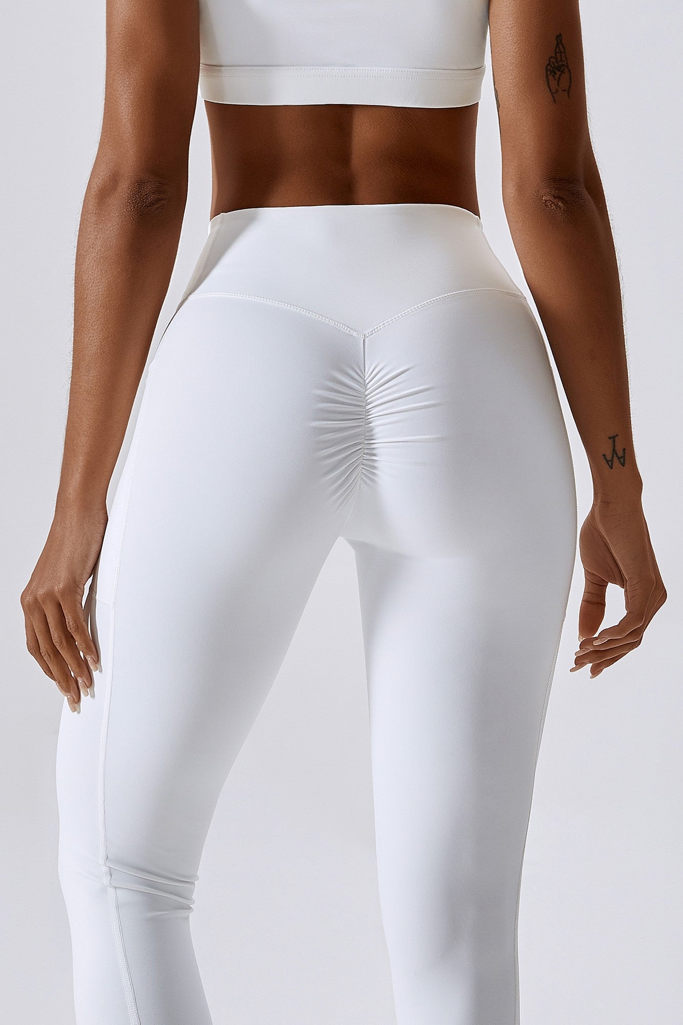 V Crossover Leggings for Women Solid Butt Lifting High Waist Seamless  Workout Yoga Pants Buttery Soft Athletic Pants(L，White）