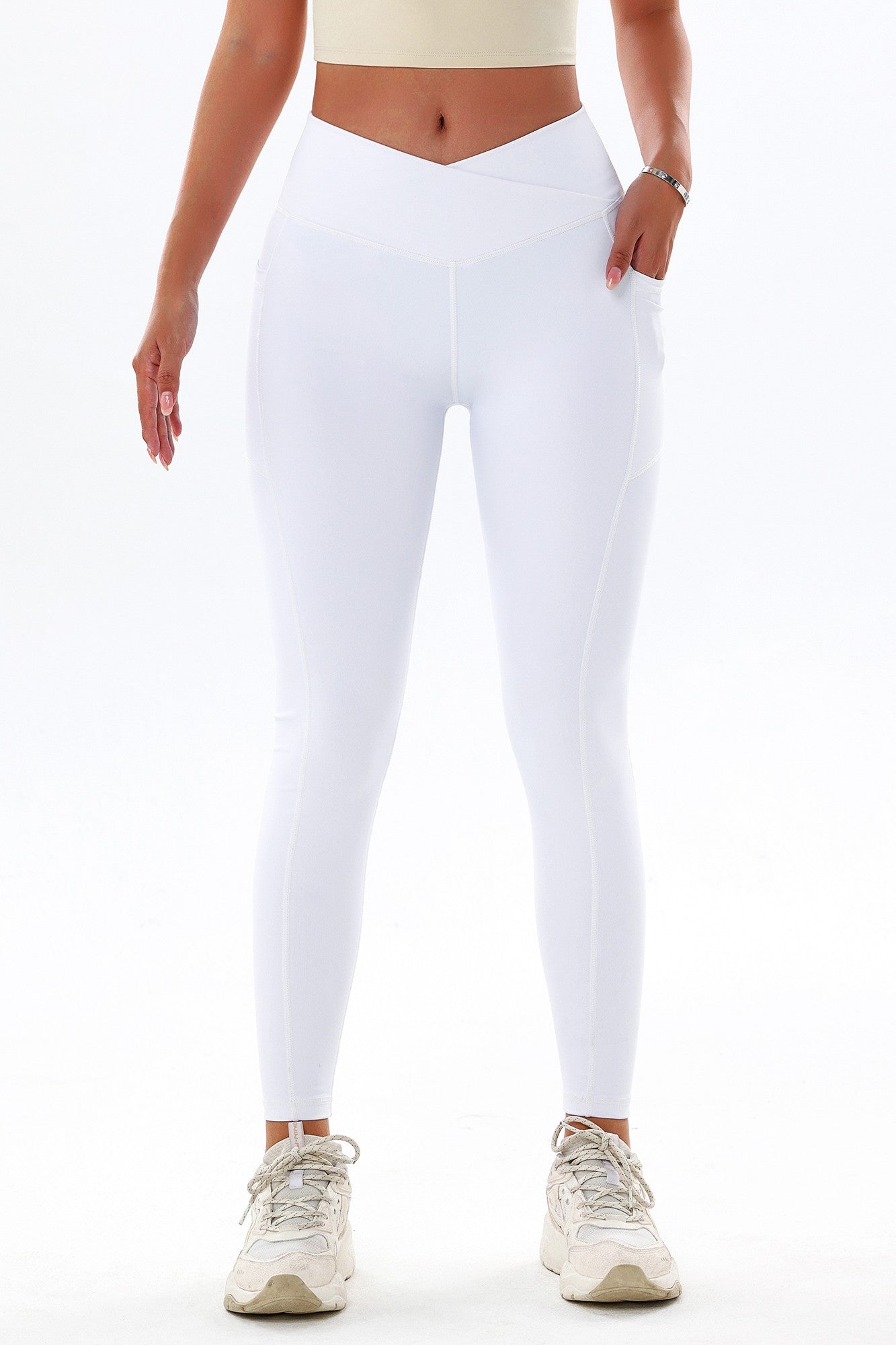 Baocc Yoga Pants Women, Women’S 28 High Waist Ankle Leggings with Side  Pockets Leggings for Women White XL