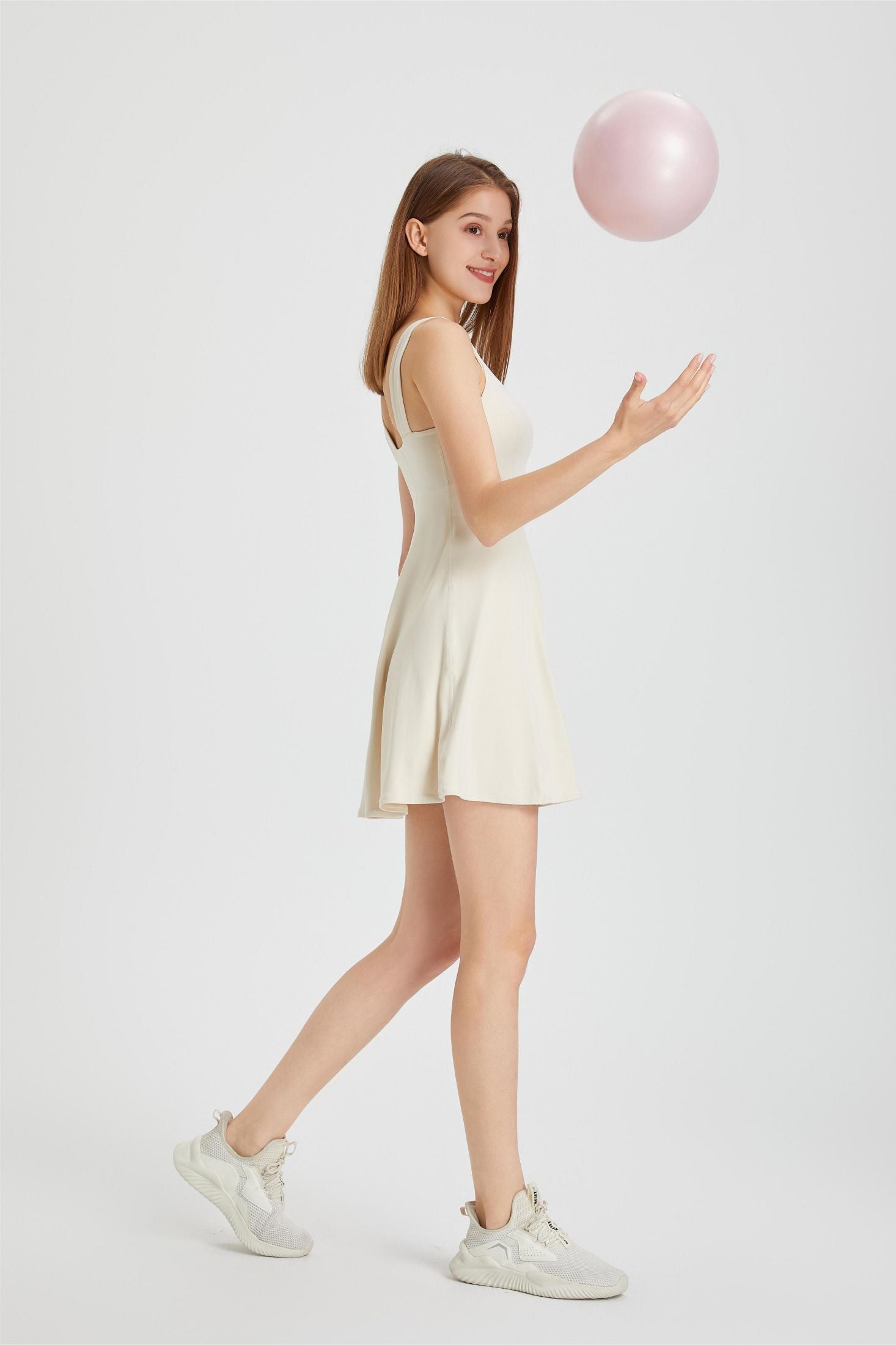 white dress with built in shorts Sofia bubble dress with built-in shorts