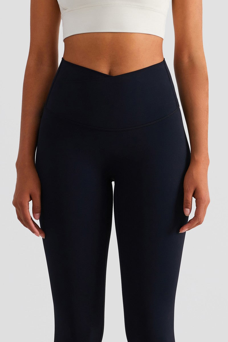 Women's Crossover Waistband No Front Seam Workout Yoga Leggings