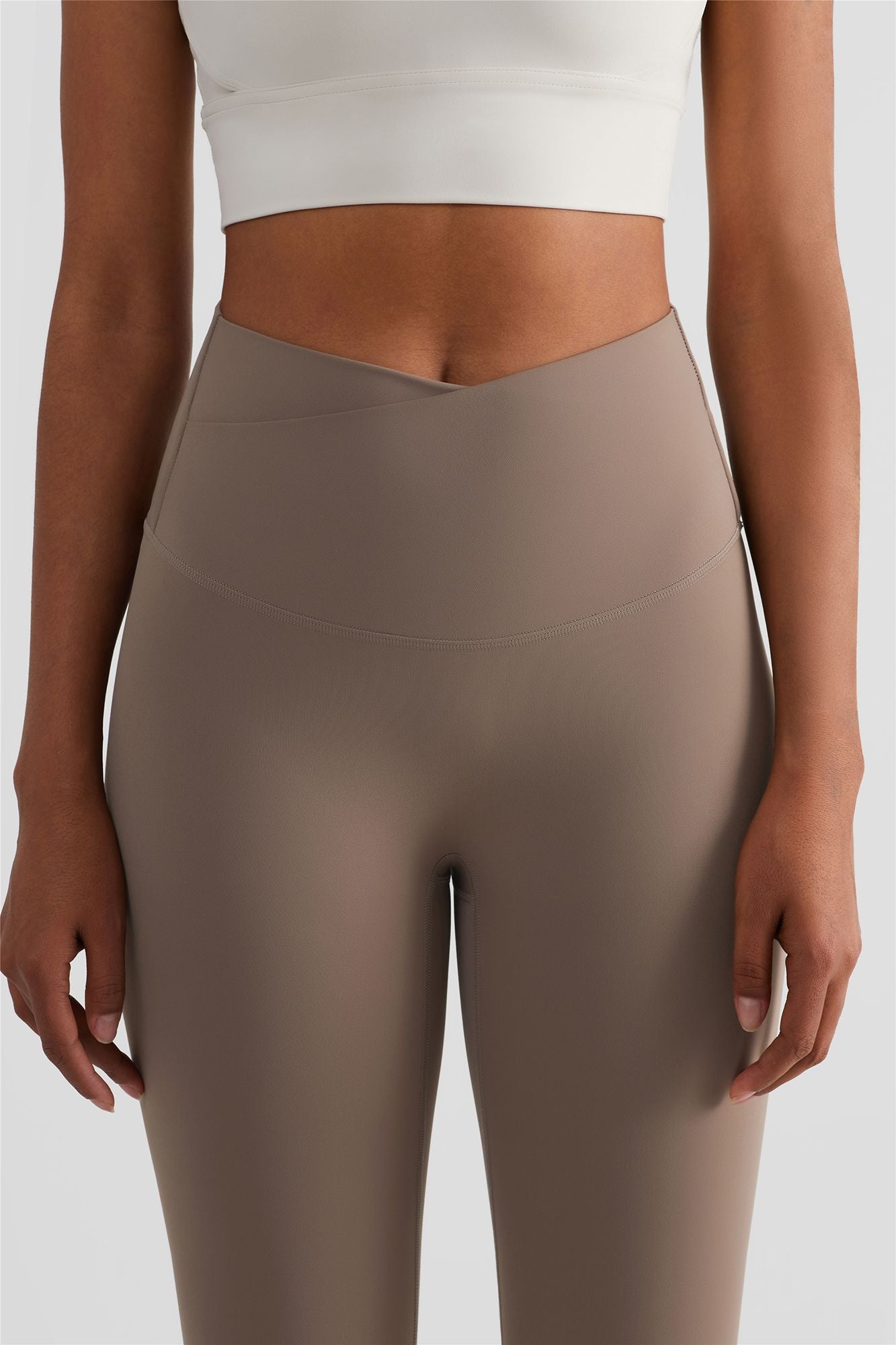 Women's Crossover Waistband No Front Seam Workout Yoga Leggings – Zioccie