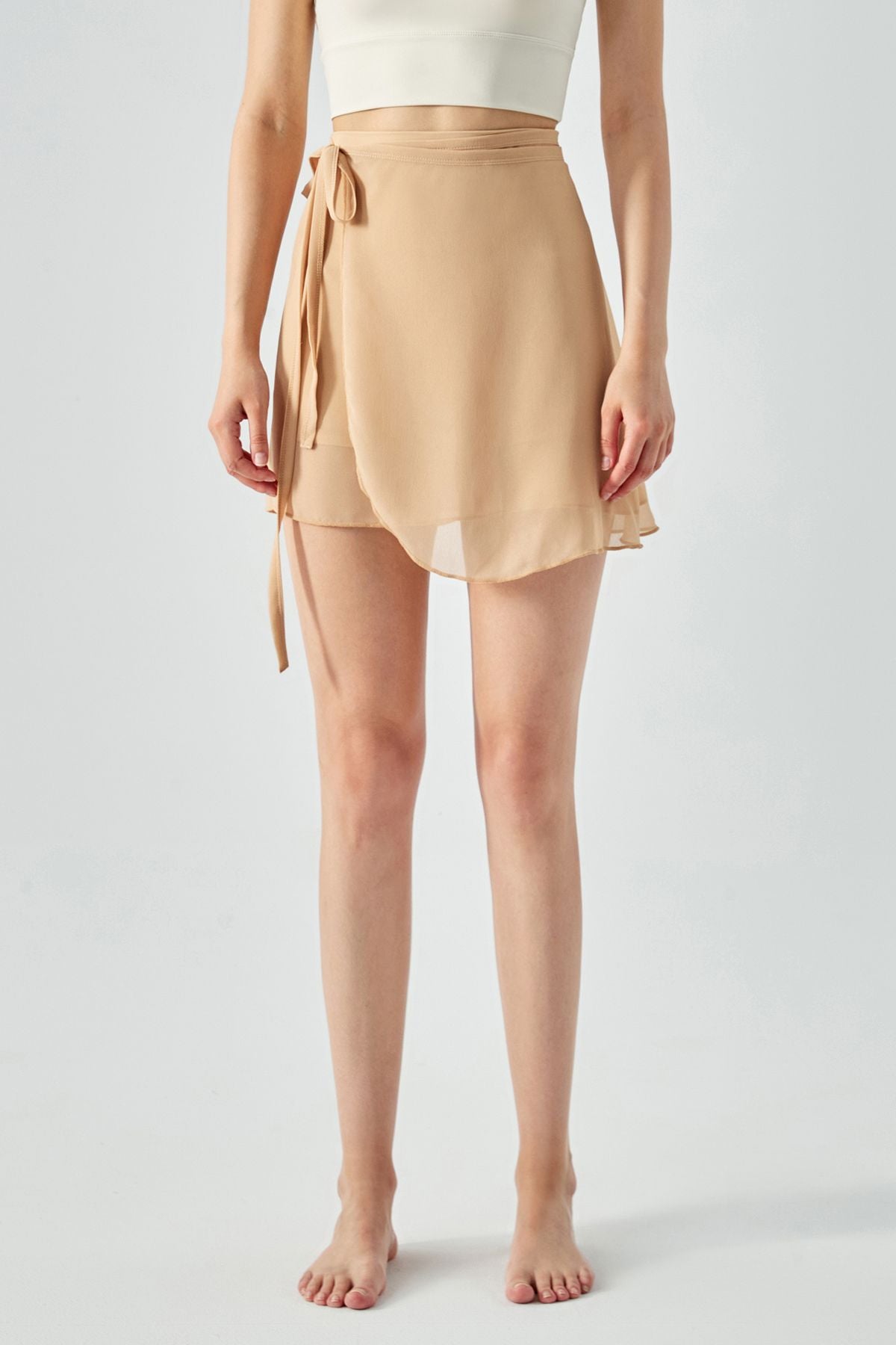Women's Sheer Fabric Side-Tie Wrap Mini Skirt - Zioccie
