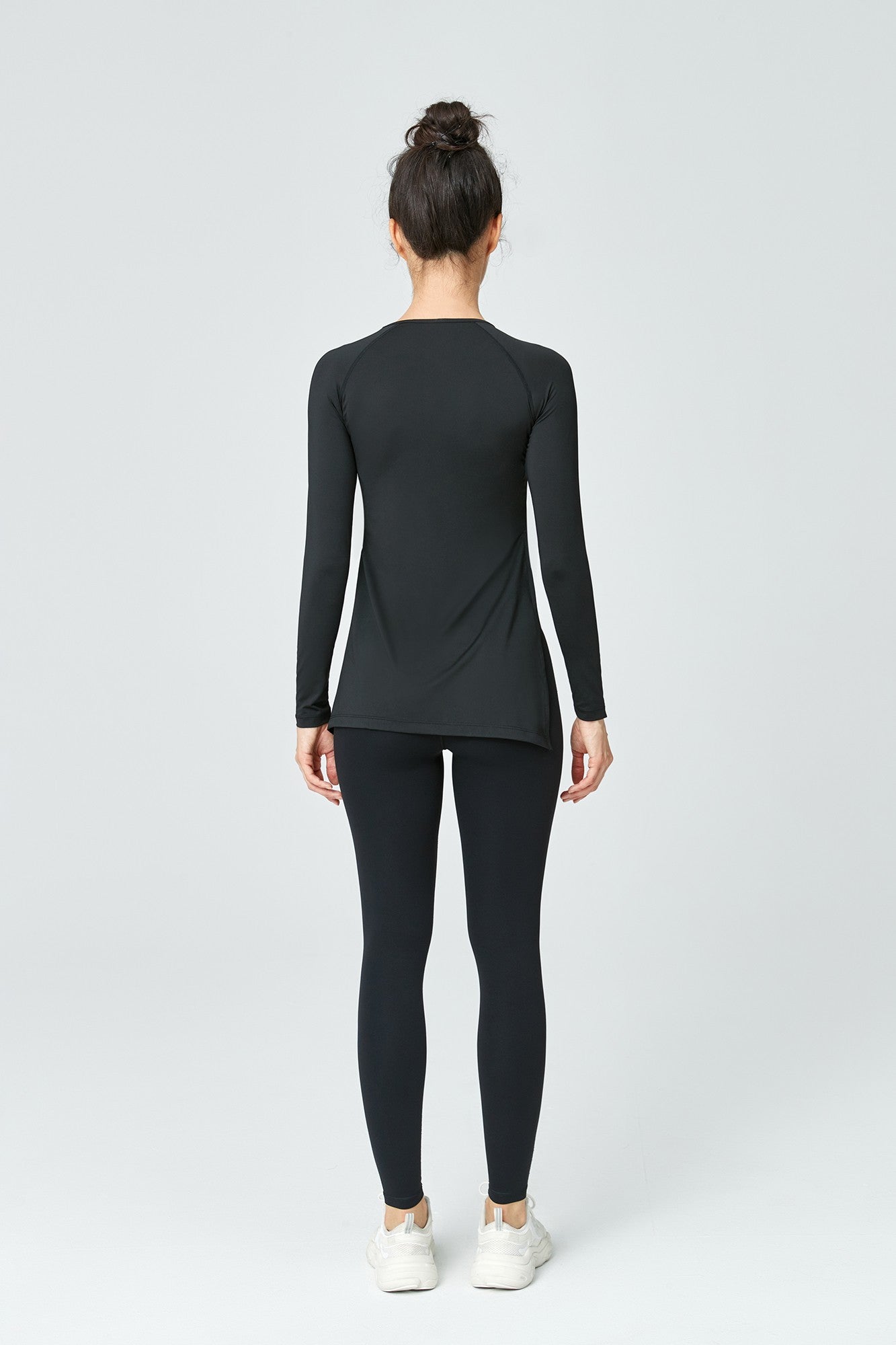 Women's Longline Long Sleeve Gym Top - Black